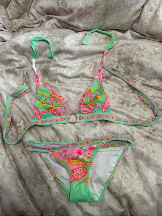 Victoria's Secret Other - Victoria’s Secret Mint & Pink Floral Bikini Set